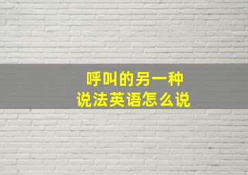 呼叫的另一种说法英语怎么说