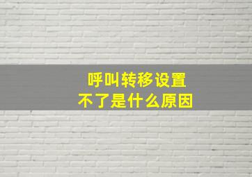 呼叫转移设置不了是什么原因