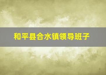 和平县合水镇领导班子