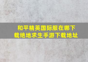 和平精英国际服在哪下载绝地求生手游下载地址