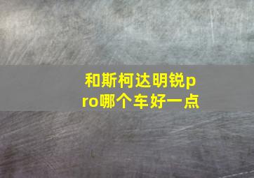 和斯柯达明锐pro哪个车好一点