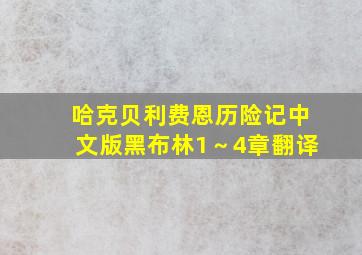 哈克贝利费恩历险记中文版黑布林1～4章翻译