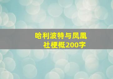 哈利波特与凤凰社梗概200字