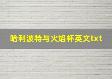 哈利波特与火焰杯英文txt