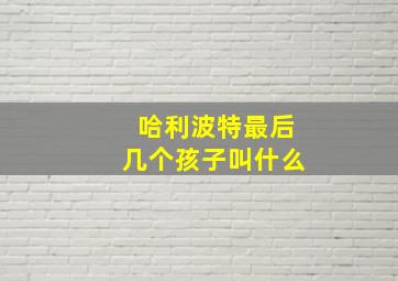 哈利波特最后几个孩子叫什么