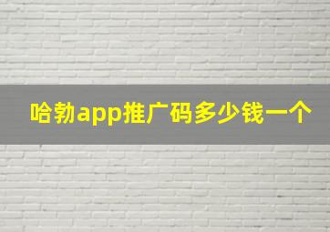 哈勃app推广码多少钱一个