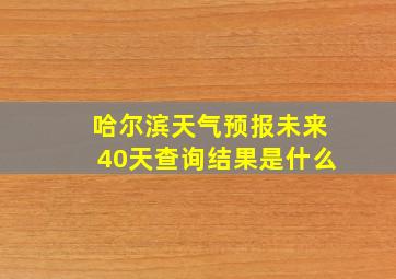 哈尔滨天气预报未来40天查询结果是什么