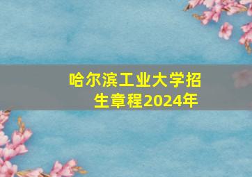 哈尔滨工业大学招生章程2024年