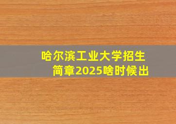 哈尔滨工业大学招生简章2025啥时候出