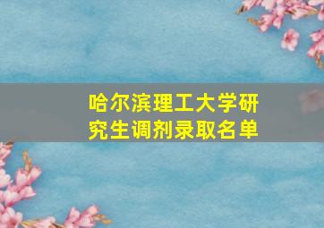 哈尔滨理工大学研究生调剂录取名单