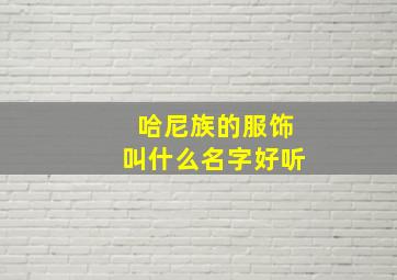 哈尼族的服饰叫什么名字好听