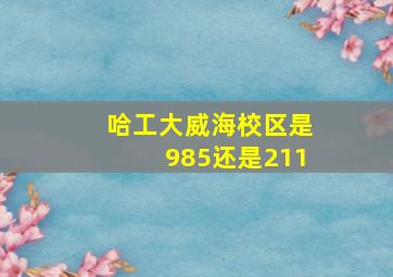 哈工大威海校区是985还是211