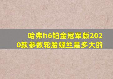 哈弗h6铂金冠军版2020款参数轮胎螺丝是多大的