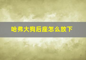 哈弗大狗后座怎么放下