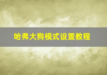 哈弗大狗模式设置教程