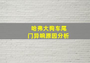 哈弗大狗车尾门异响原因分析