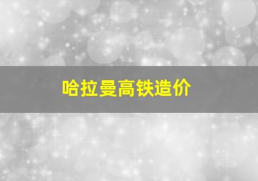 哈拉曼高铁造价