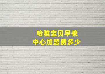 哈雅宝贝早教中心加盟费多少