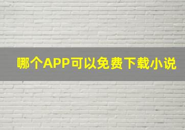 哪个APP可以免费下载小说