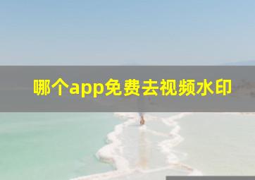 哪个app免费去视频水印