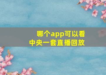 哪个app可以看中央一套直播回放