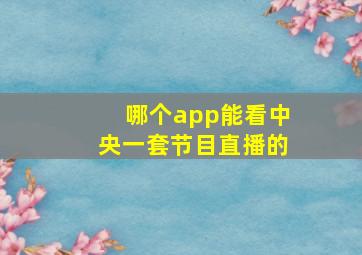 哪个app能看中央一套节目直播的