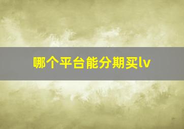 哪个平台能分期买lv