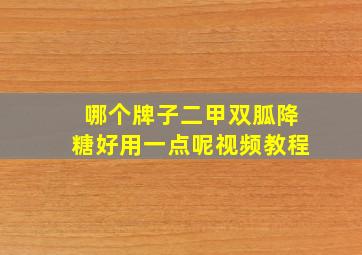 哪个牌子二甲双胍降糖好用一点呢视频教程