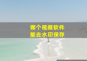 哪个视频软件能去水印保存