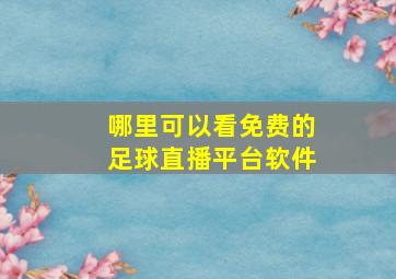 哪里可以看免费的足球直播平台软件