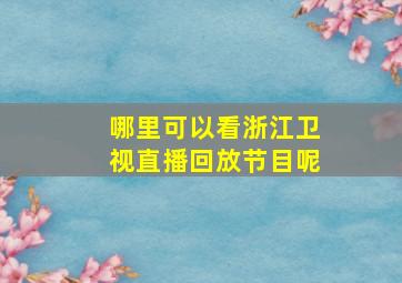 哪里可以看浙江卫视直播回放节目呢