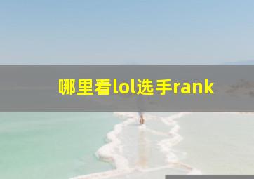 哪里看lol选手rank