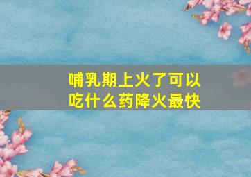 哺乳期上火了可以吃什么药降火最快