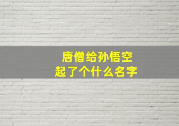 唐僧给孙悟空起了个什么名字