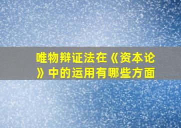 唯物辩证法在《资本论》中的运用有哪些方面