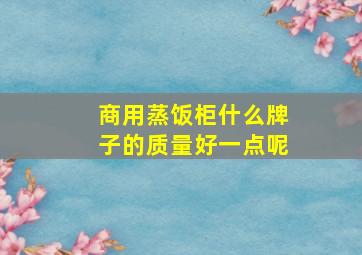 商用蒸饭柜什么牌子的质量好一点呢