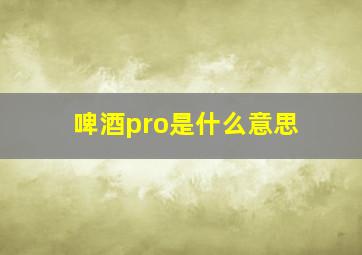 啤酒pro是什么意思