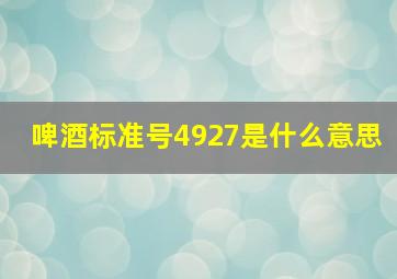 啤酒标准号4927是什么意思