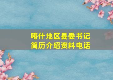 喀什地区县委书记简历介绍资料电话