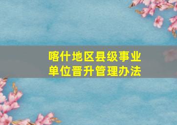 喀什地区县级事业单位晋升管理办法