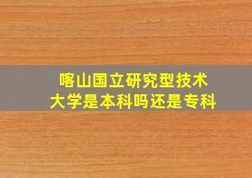 喀山国立研究型技术大学是本科吗还是专科