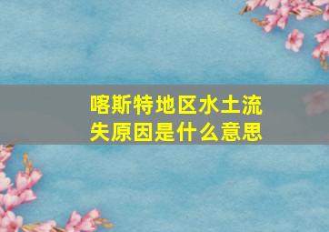 喀斯特地区水土流失原因是什么意思