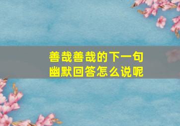 善哉善哉的下一句幽默回答怎么说呢