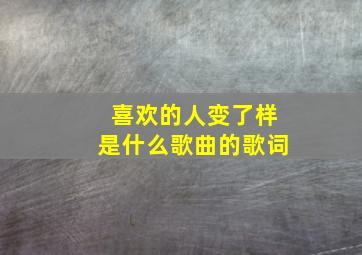 喜欢的人变了样是什么歌曲的歌词