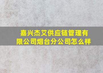 嘉兴杰艾供应链管理有限公司烟台分公司怎么样