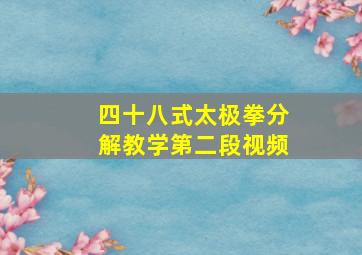 四十八式太极拳分解教学第二段视频