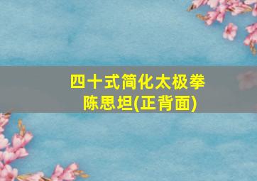 四十式简化太极拳陈思坦(正背面)