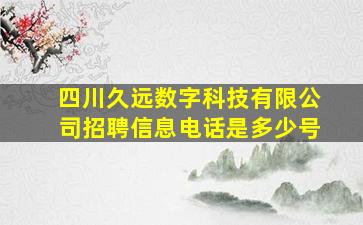 四川久远数字科技有限公司招聘信息电话是多少号