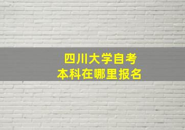 四川大学自考本科在哪里报名