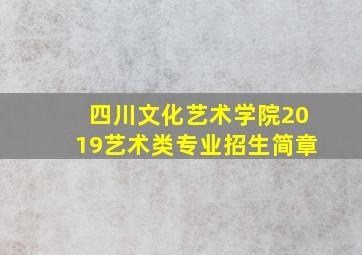 四川文化艺术学院2019艺术类专业招生简章